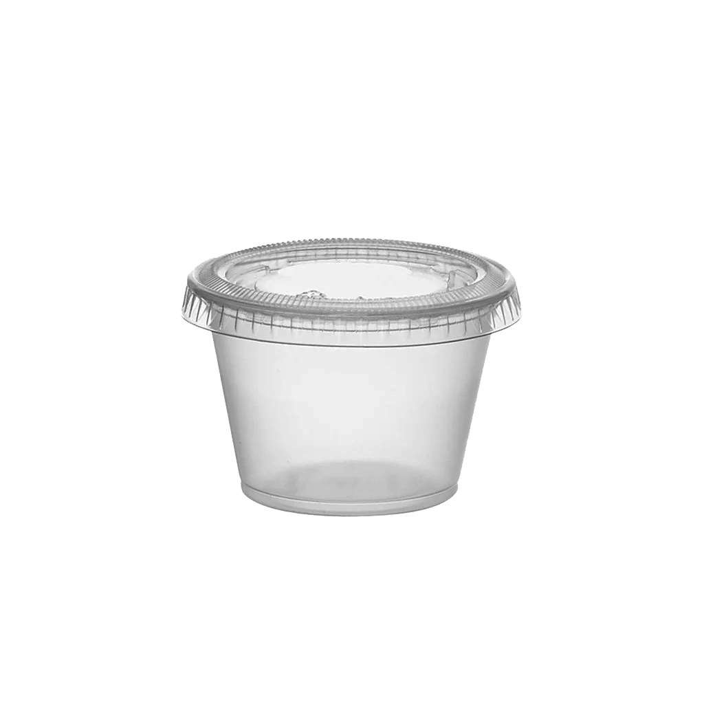 1oz, 30ml Sauce clear Plastic Container Base & Lid