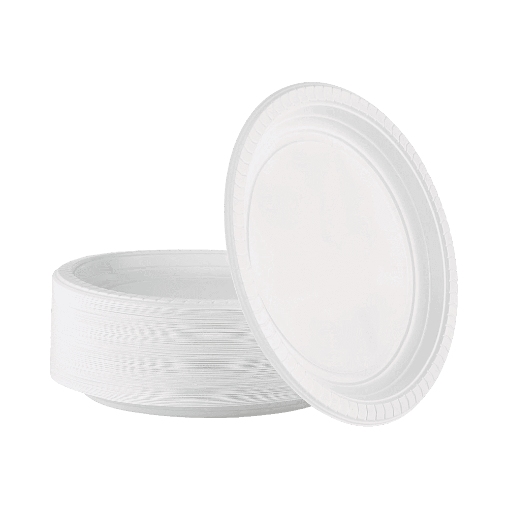 9 Plastic Round Plate White
