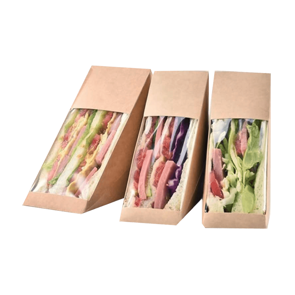 Sandwich Wedge Paper Kraft with Window