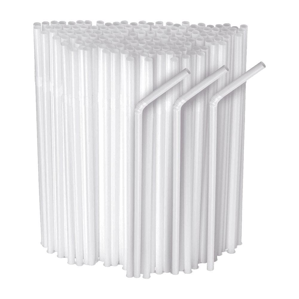 Straw - Plastic Flexible White