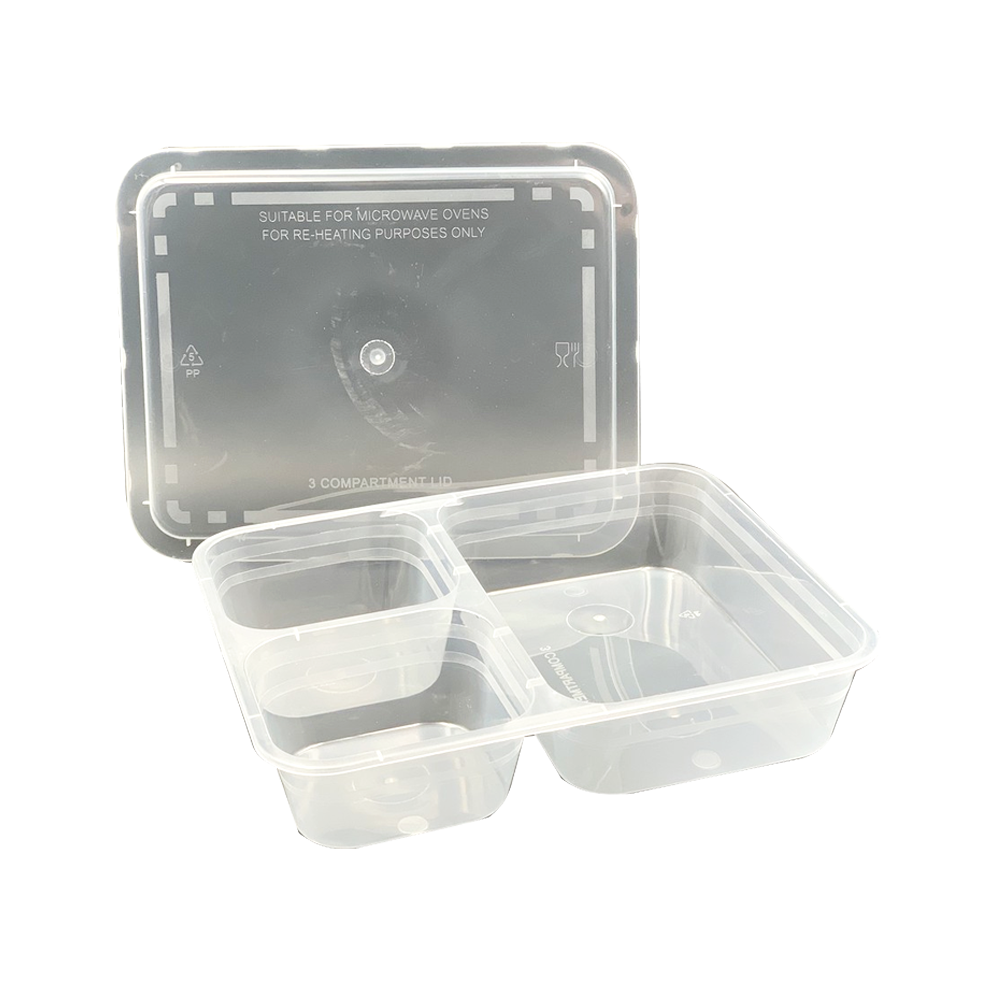 TAGE Brand T1200ml 3Compartment Clear Containers